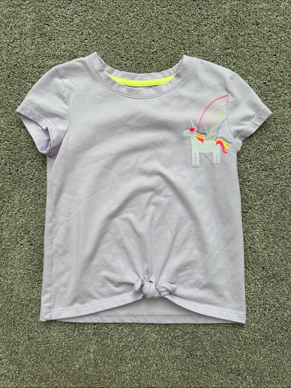 Cat & Jack Lavender Unicorn Tee with Front Knot